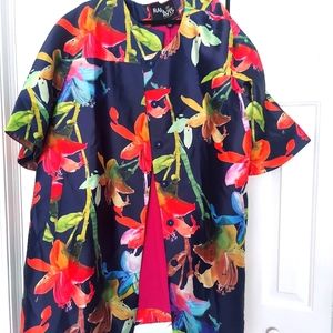 Multicolored Floral Print Coat